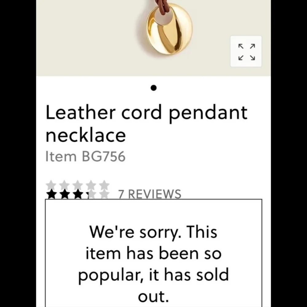 J.Crew Brown Leather & Gold Mirror Charm Necklace BNWT SO 1 LEFT! $70 - Picture 6 of 6